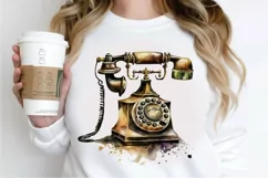 Watercolor Antique Telephone PNG Clipart Product Image 2