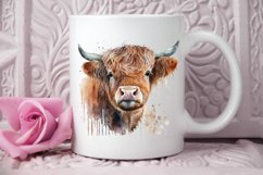Watercolor Cute Highland Cow PNG Clipart Product Image 2