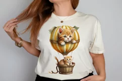 Watercolor Cute Kitten with Air Balloon PNG Clipart Product Image 2