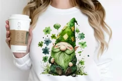 Watercolor St. Patricks Happy Green Gnome PNG Clipart Product Image 2