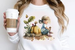 Watercolor Little Girl and Snails PNG Clipart Product Image 2