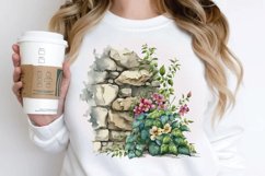 Watercolor Floral Stone Wall PNG Clipart Product Image 2
