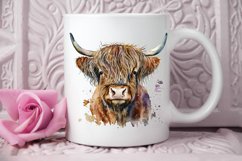 Watercolor Cute Highland Cow PNG Clipart Product Image 2