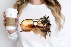 Watercolor Vintage Sunglasses Sunset PNG Clipart Product Image 2