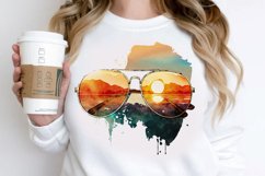 Watercolor Vintage Sunglasses Sunset PNG Clipart Product Image 2