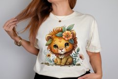 Watercolor Cute Baby Lion Kawaii Cartoon PNG Clipart Product Image 2