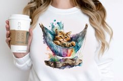 Watercolor Cute Cat in a Hammock PNG Clipart Product Image 2
