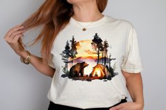 Watercolor Bear Camping at Sunset PNG Clipart Product Image 2