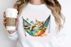 Watercolor Cute Cat in a Hammock PNG Clipart Product Image 2