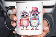 Watercolor Cute Couple Owl PNG Clipart Product Image 2