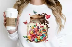 Watercolor Candy in Jar Valentine Day PNG Clipart Product Image 2