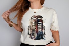 Watercolor Vintage Public Telephone Booth PNG Clipart Product Image 2