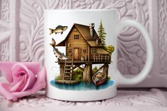 Watercolor Fishing Lodge PNG Clipart Product Image 2