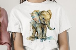Watercolor Baby Elephant PNG Clipart Product Image 3