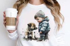 Watercolor Cute Baby Boy and Dog PNG Clipart Product Image 2