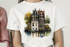 Watercolor Amsterdam Canal House PNG Clipart Product Image 2