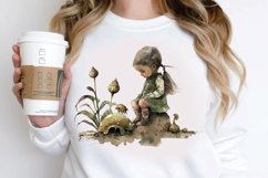 Watercolor Little Girl and Snails PNG Clipart Product Image 2