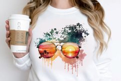 Watercolor Vintage Sunglasses Sunset PNG Clipart Product Image 2