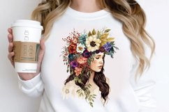 Watercolor Floral Boho Girl PNG Clipart Product Image 2