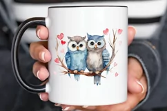 Watercolor Cute Couple Owl PNG Clipart Product Image 2