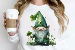 Watercolor St. Patricks Happy Green Gnome PNG Clipart Product Image 2