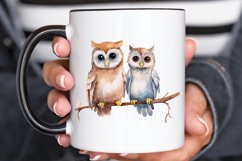 Watercolor Cute Couple Owl PNG Clipart Product Image 2