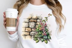 Watercolor Floral Stone Wall PNG Clipart Product Image 2