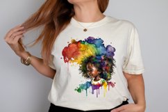 Watercolor African Black Cute Girl Rainbow PNG Clipart Product Image 2