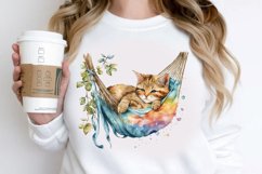 Watercolor Cute Cat in a Hammock PNG Clipart Product Image 2