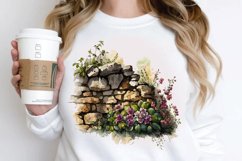Watercolor Floral Stone Wall PNG Clipart Product Image 2