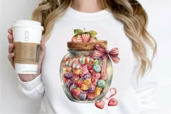 Watercolor Candy in Jar Valentine Day PNG Clipart Product Image 2