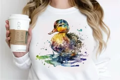 Watercolor Cute Colorful Duck PNG Clipart Product Image 2