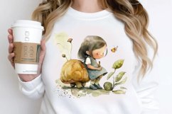 Watercolor Little Girl and Snails PNG Clipart Product Image 2