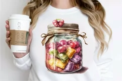 Watercolor Candy in Jar Valentine Day PNG Clipart Product Image 2