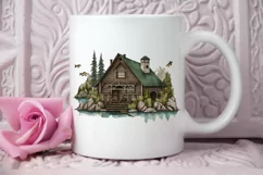 Watercolor Fishing Lodge PNG Clipart Product Image 2