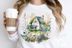 Watercolor House in Flower Garden PNG Clipart Product Image 2