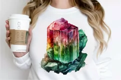 Watercolor Raw Tourmaline Crystal PNG Clipart Product Image 2