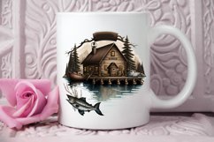 Watercolor Fishing Lodge PNG Clipart Product Image 2