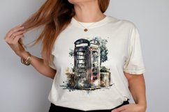Watercolor Vintage Public Telephone Booth PNG Clipart Product Image 2