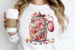Watercolor Candy in Jar Valentine Day PNG Clipart Product Image 2
