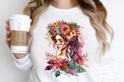Watercolor Floral Boho Girl PNG Clipart Product Image 2