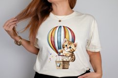 Watercolor Cute Kitten with Air Balloon PNG Clipart Product Image 2