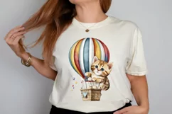 Watercolor Cute Kitten with Air Balloon PNG Clipart Product Image 2