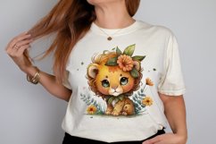 Watercolor Cute Baby Lion Kawaii Cartoon PNG Clipart Product Image 2