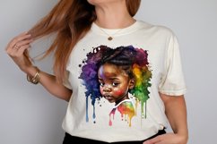 Watercolor African Black Cute Girl Rainbow PNG Clipart Product Image 2