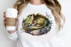 Watercolor Cute Baby Dragon Sleeping PNG Clipart Product Image 2