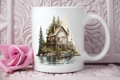 Watercolor Fishing Lodge PNG Clipart Product Image 2