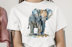 Watercolor Baby Elephant PNG Clipart Product Image 2