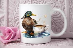 Watercolor Cute Mallard with a Cup PNG Clipart Product Image 2