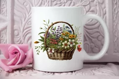 Basket of Wildflowers PNG Clipart Product Image 2